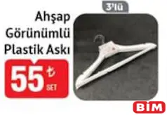 AHŞAP GÖRÜNÜMLÜ PLASTİK ASKI 3'LÜ